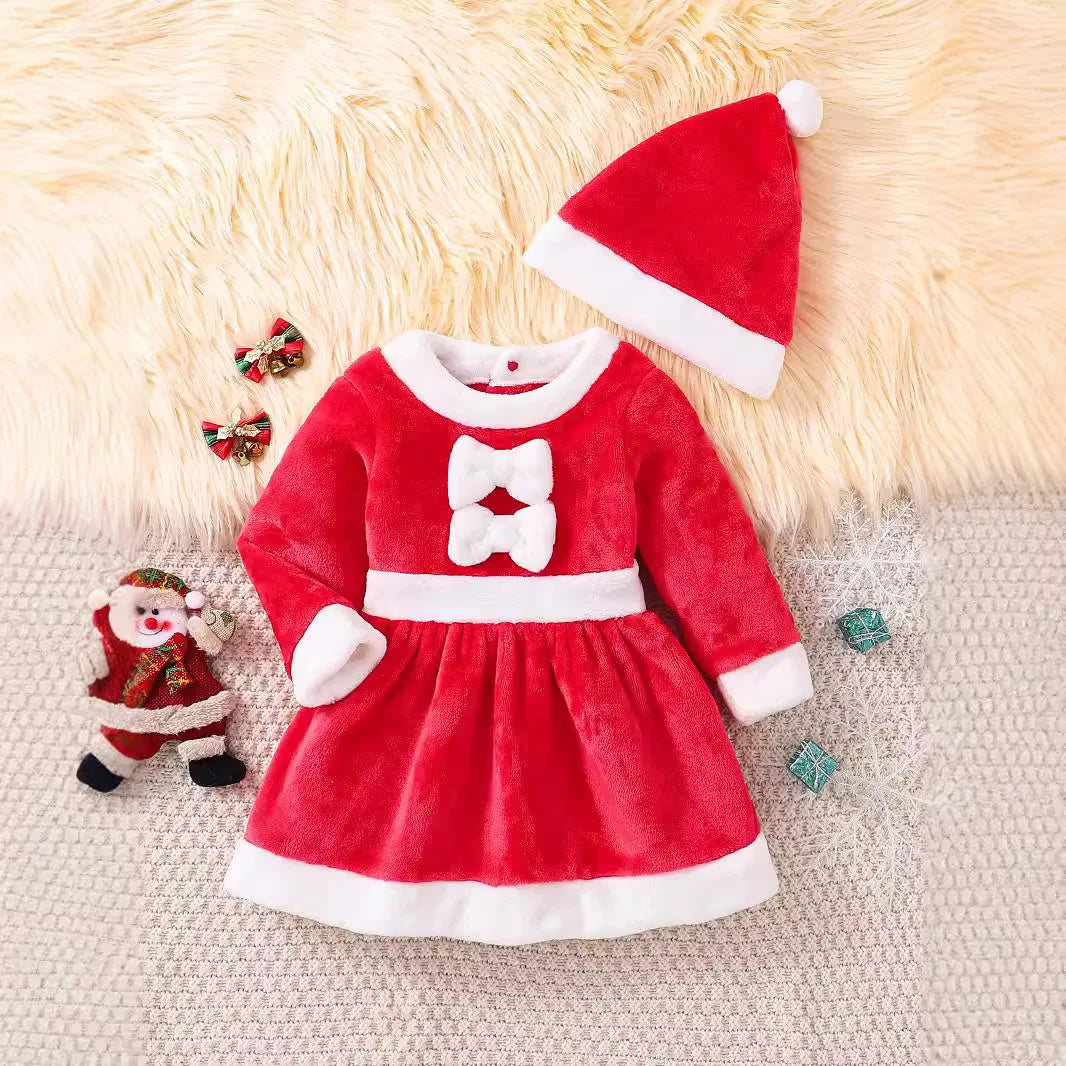 2024 Baby Girls Christmas Dress Baby Santa Claus Costume Red Santa Tulle Dress With Hat