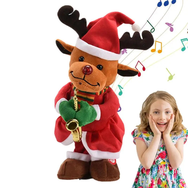 Christmas Decorations Dancing Santa Claus Snowman Elk Plush Doll with Music For New Year Christmas Festival Party Home Decor