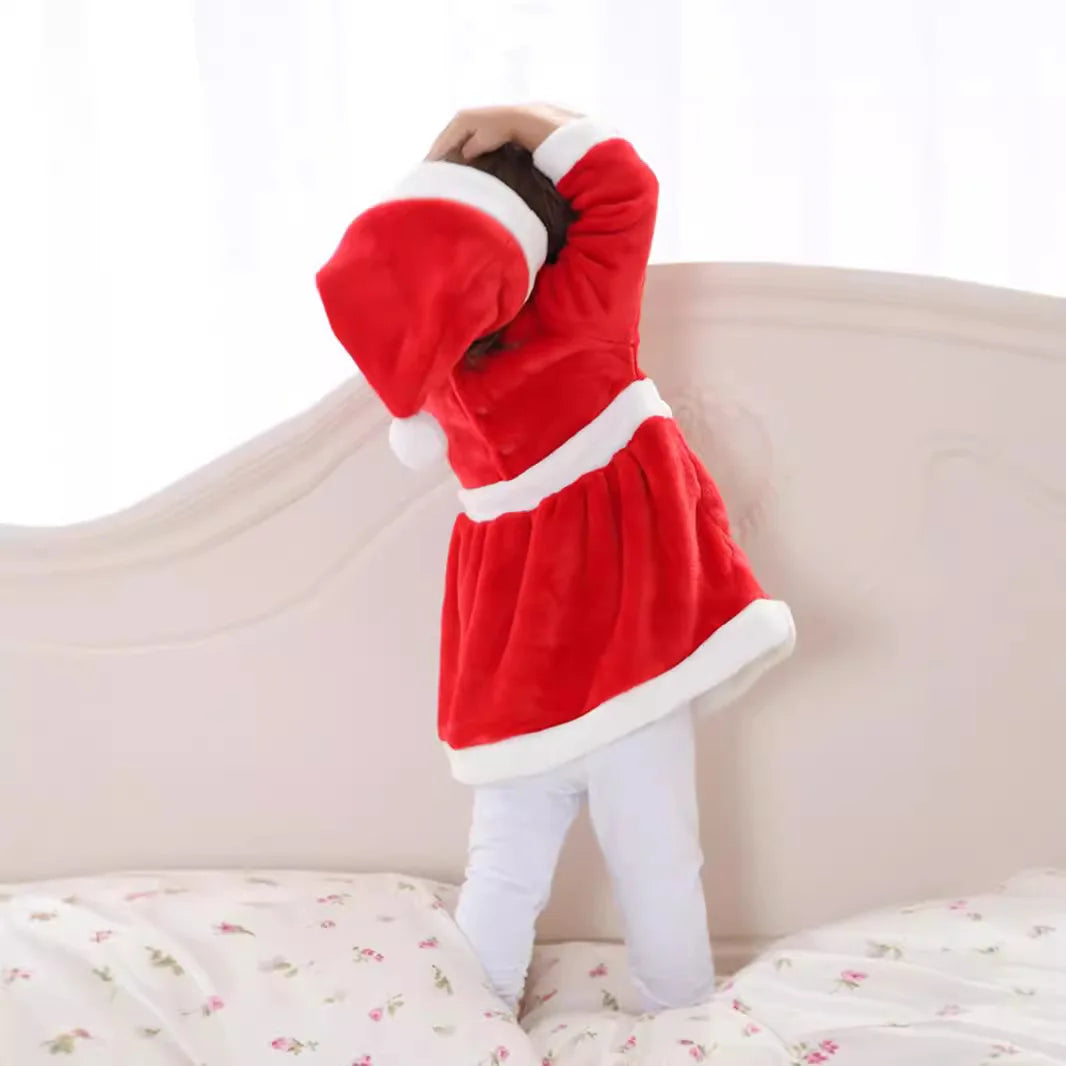 2024 Baby Girls Christmas Dress Baby Santa Claus Costume Red Santa Tulle Dress With Hat